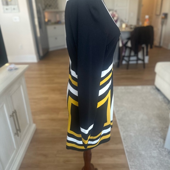 INC International Concepts Black and Yellow Long Sleeve Dress - Picture 3 of 6